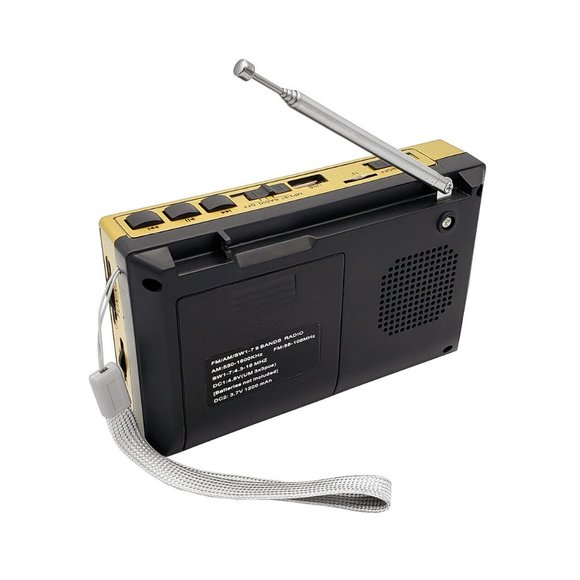 Sunflash Gold Bluetooth AM/FM/SW 9CH Potable Radio W/ Flashlight USB/TF MP3 - Picture 2 of 3